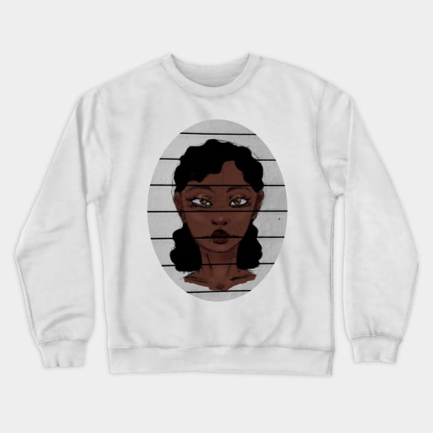 Pretty Black Girl Black Curly Hair Brown Eyes Notebook Doodle Art Crewneck Sweatshirt by Lillama Sketch